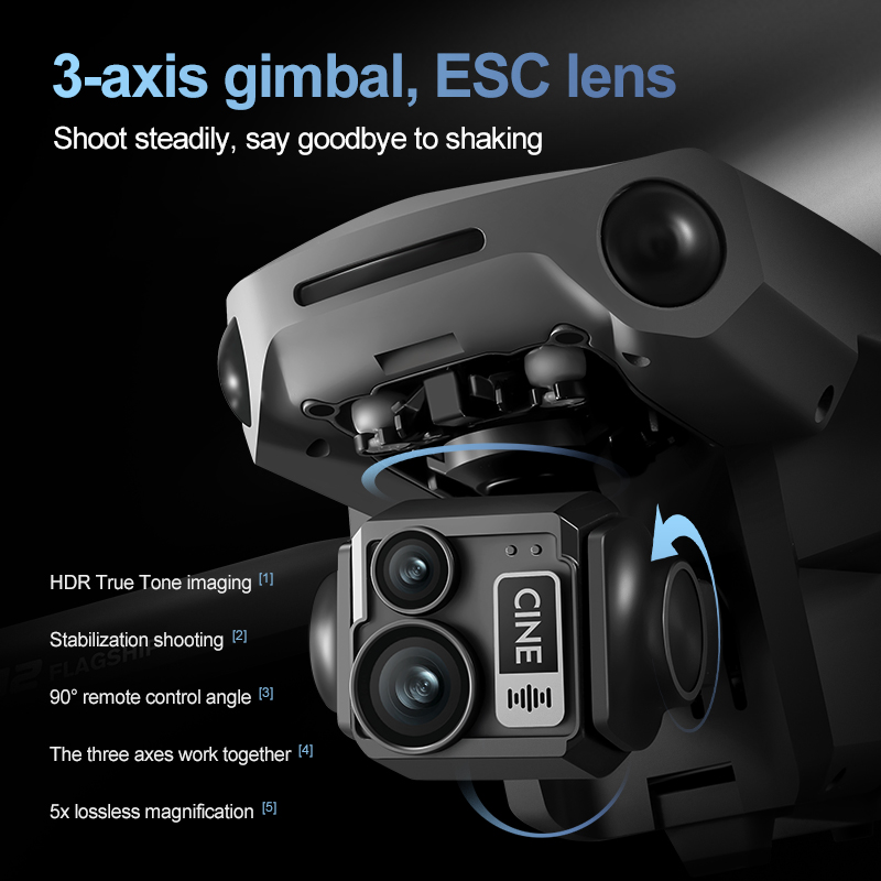 8K 3 Axis Gimbal Brushless 7.2 - Drone Controller Screen recension och pris