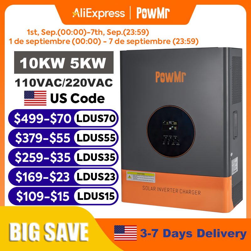PowMr 10KW 5KW Split Phase Inv - Drone Solar Charger recension och pris